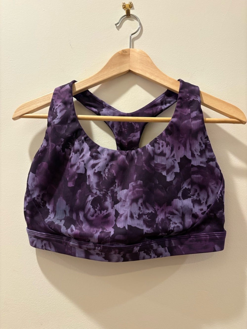 Athleta Purple Floral Ultimate Racerback Sports Bra